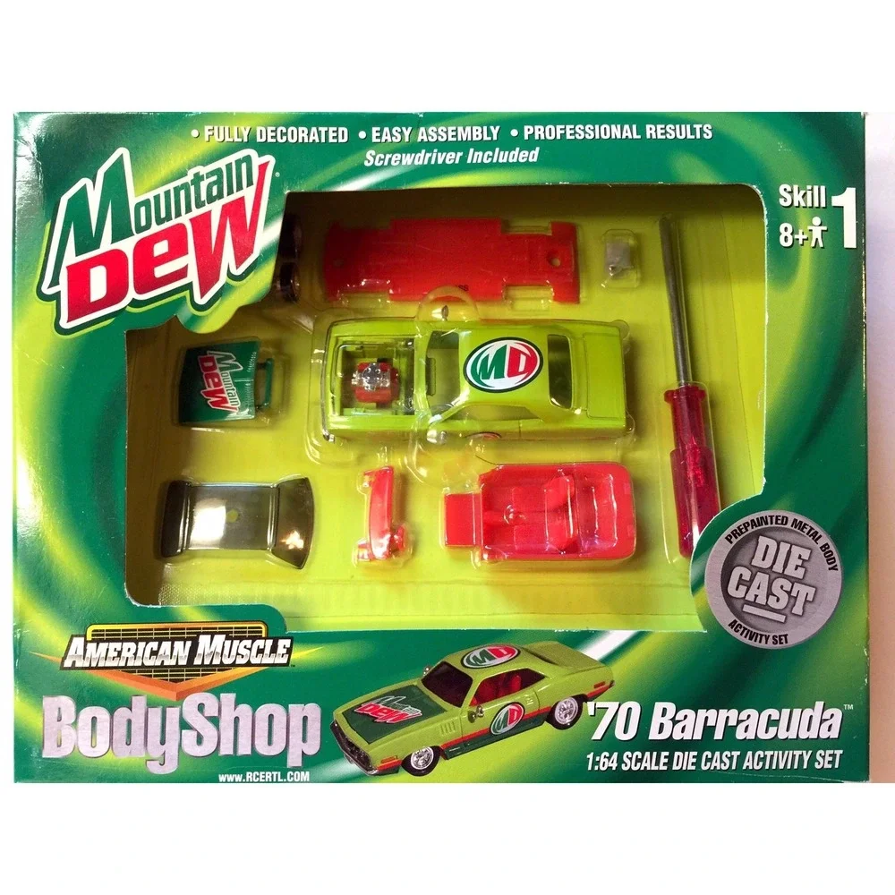 ERTL Body‎ Shop Mountain Dew Model Kit 70 1970 Plymouth Barracuda Die Cast 1/64
